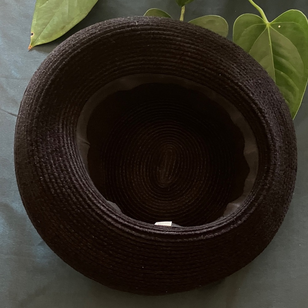 Black Chenille Hat with Pink Flower Accents - Picture 6 of 6